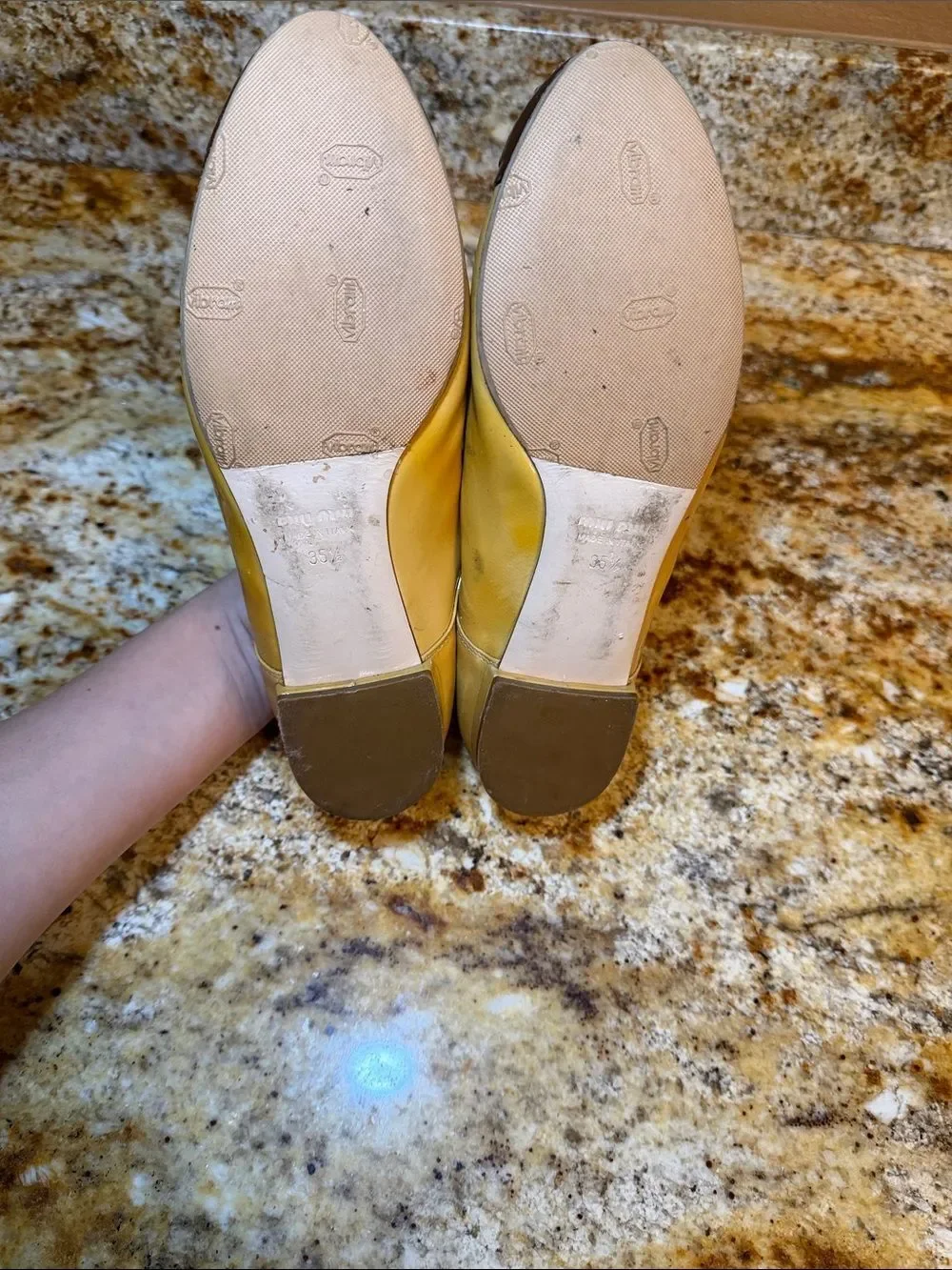 Miu Miu Yellow Girls Lace-Up Shoes with Rhinestone Cap Toes